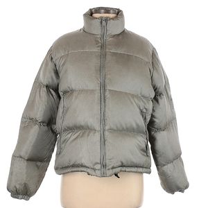 CALVIN KLEIN JEANS Snow Puffer Jacket Size M Silver Gray Down‎ Filled Full Zip